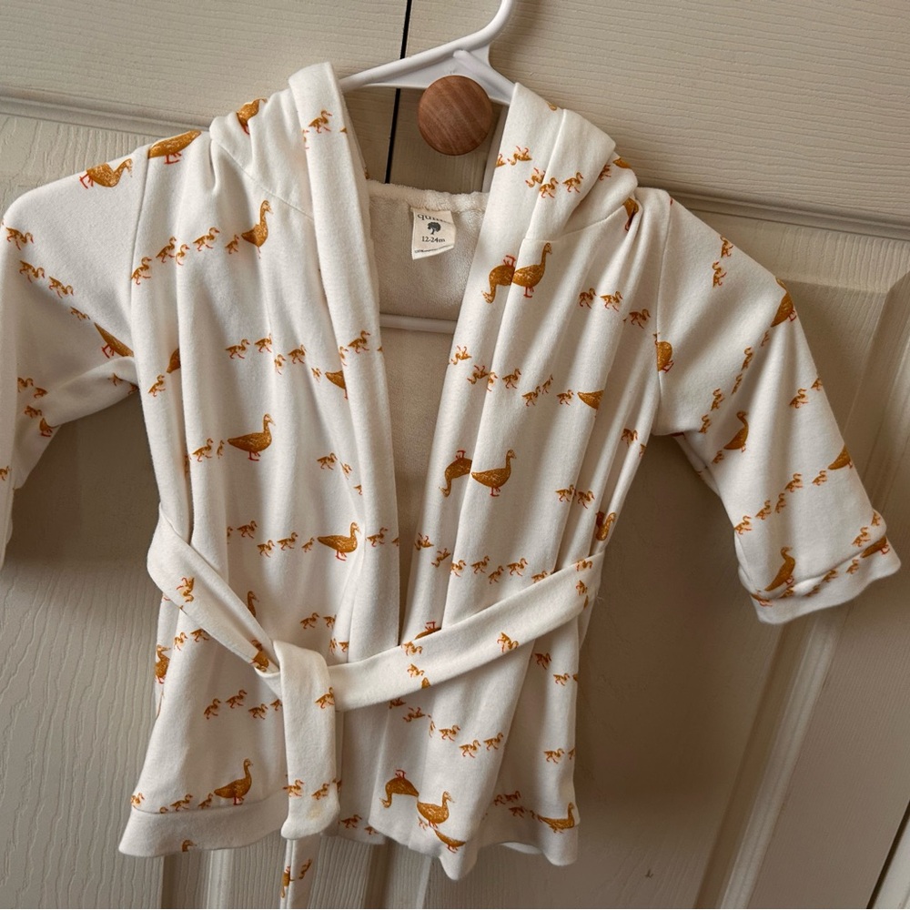 Kate Quinn Cream Baby Robe with Duck Print 12-24Months
